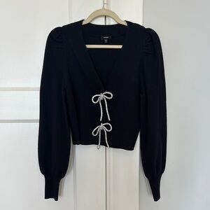 Express Black Bow Sweater with Sparkly Bow